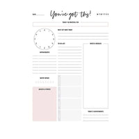 Daily planner sheet with to-do list and time management layout
