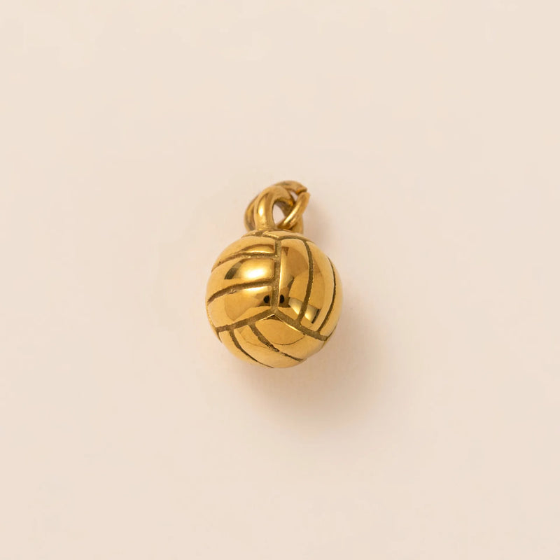 18K gold plated volleyball charm pendant with detailed texture