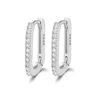 925 sterling silver geometric hoop earrings with pave cubic zirconia