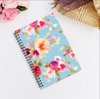 Light blue floral A5 spiral notebook with watercolor flowers