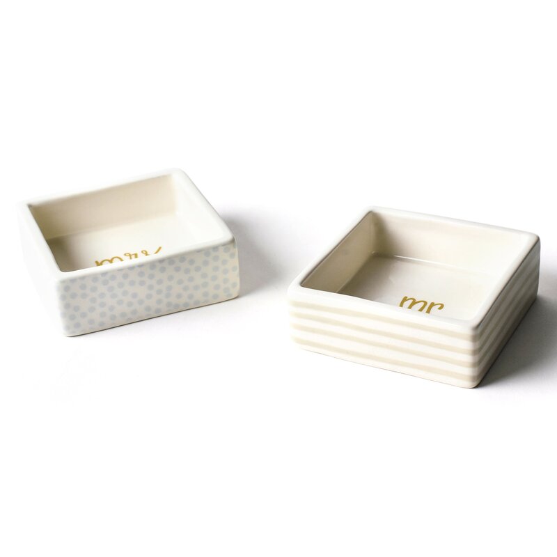 Mr. and Mrs. Square Trinket Bowl Set of 2