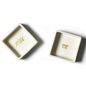 Mr. and Mrs. Square Trinket Bowl Set