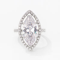 Nina 9ct CZ Marquise White Gold Rhodium Cocktail Ring