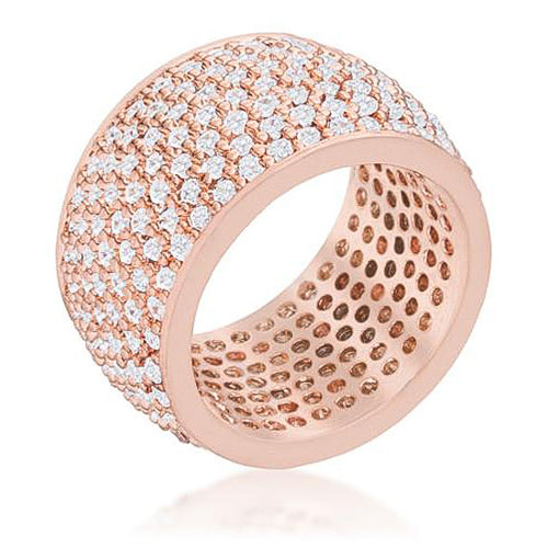 Andrea 3ct CZ Rose Gold Wide Pave Band Ring