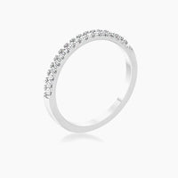 Rina 0.11ct CZ Rhodium Plated Delicate Band Ring