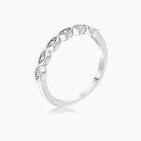 Rhodium Plated Sextus Marquise Delicate Stackable Ring