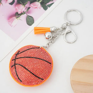 Rhinestone Basketball Keychain