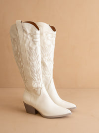 The Samara | White Cowgirl Embroidered Tall Boot