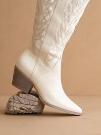 The Samara | White Knee High Cowgirl Boot