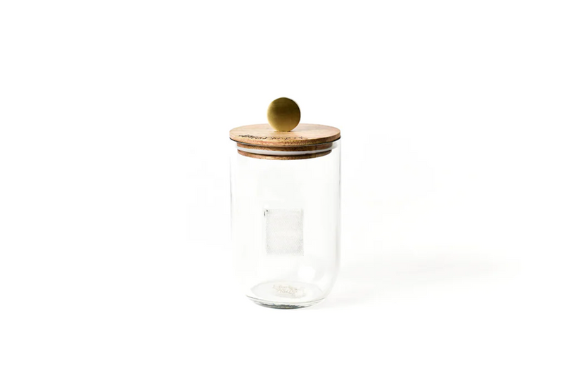 Pequeño mini tarro de vidrio con tapa de madera