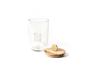 Pequeño mini tarro de vidrio con tapa de madera