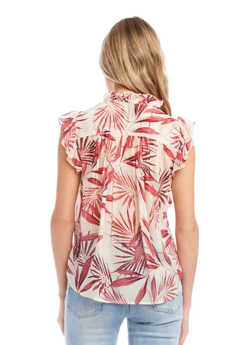 Coral Print Tropical Top