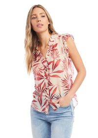 Coral Print Tropical Top