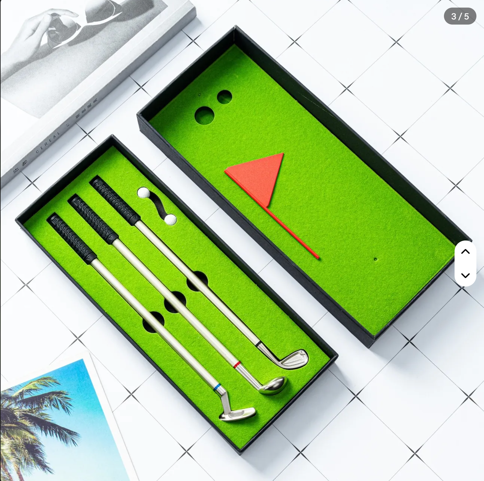 Golf Club Pens Novelty Desktop Putting Green Stationery Gift