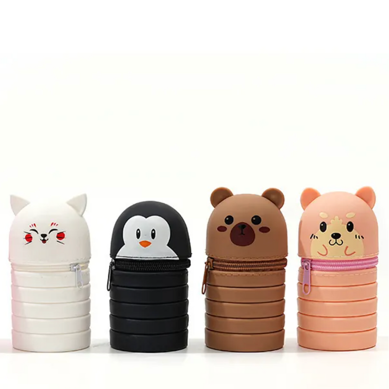 Animal-shaped pencil cases and a search bar at the top.