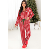 Fiery Red Christmas Plaid Print Shirt and Pants Pajama Set