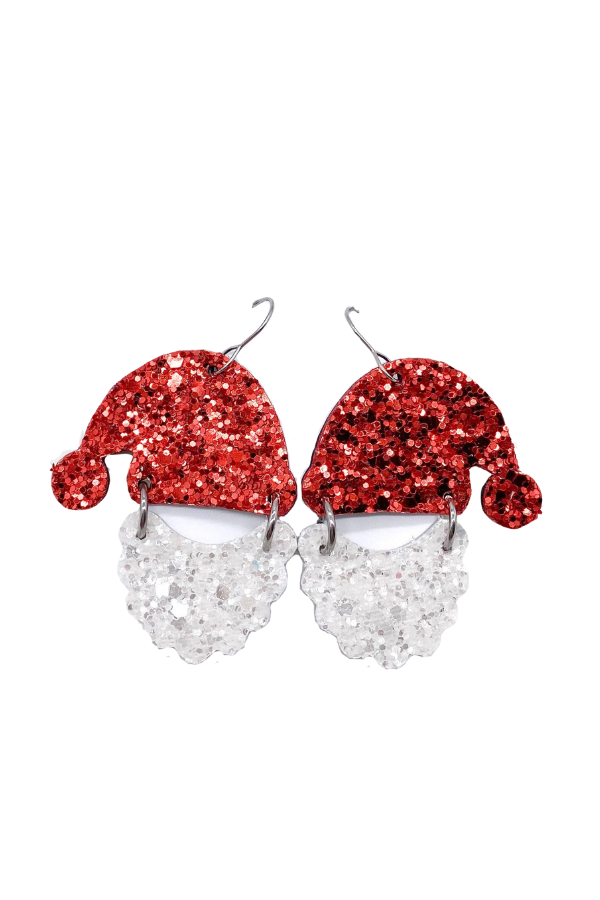 2" Red Chunky Glitter Santas