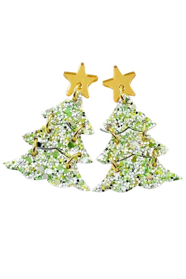 2.5" Festive Glitter Layered Trees