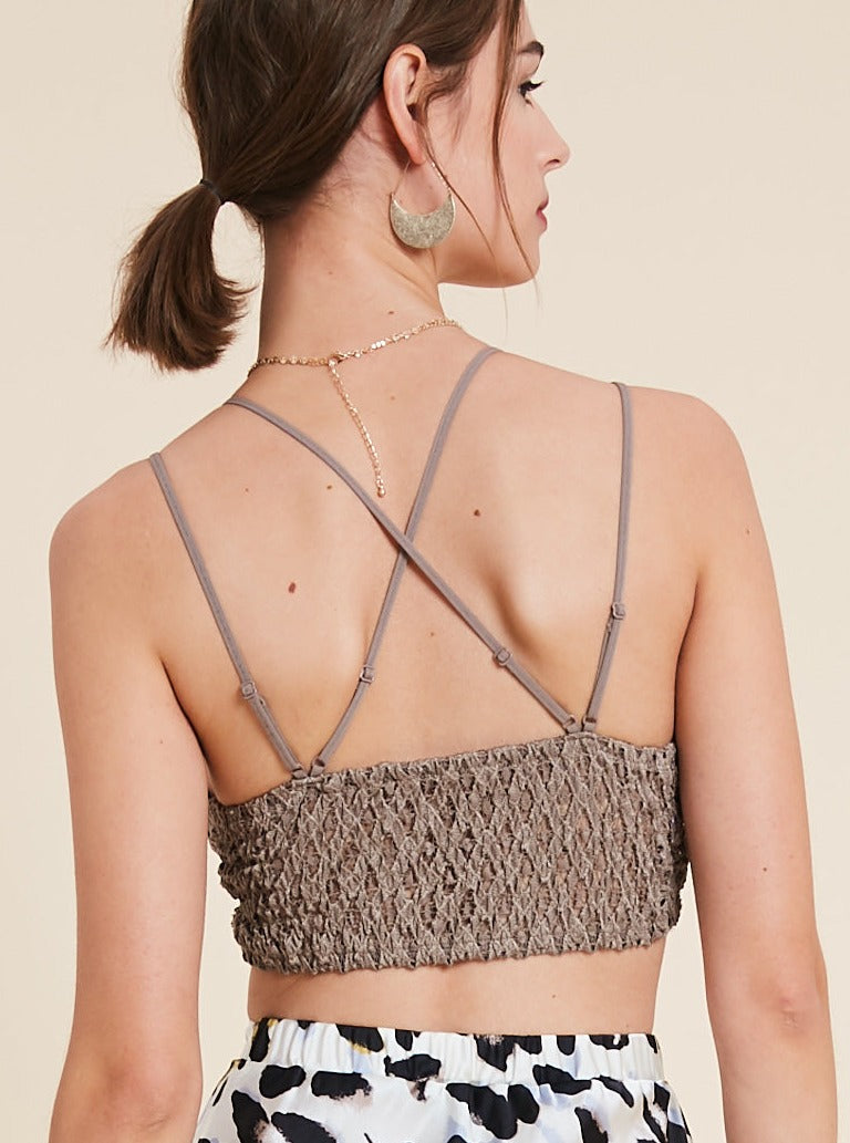 Bralette de encaje festoneado con doble tirante