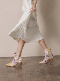The Wanda | Taupe Floral Appliqué Cowgirl Boot