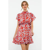 Rowena-Flutter Sleeve Print Dress
