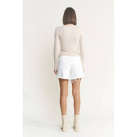 White High-rise Distressed Frayed Hem Shorts