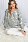 Jess - Crew Neck Cable Metallic Foil Knitted Sweater