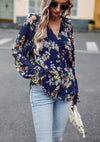 Floral Button Down Long Sleeve Blouse