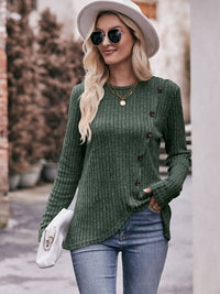 Amy Round Neck Button Fitting Pullover