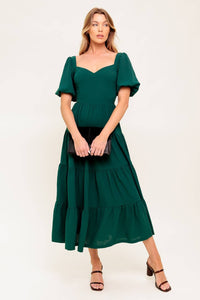 Leva- A Solid Woven Midi Dress