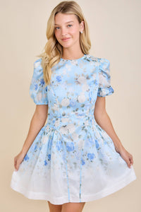 Audrey Floral Puff Sleeve Mini Dress