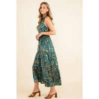 Katie - Halter Abstract Print Maxi Dress