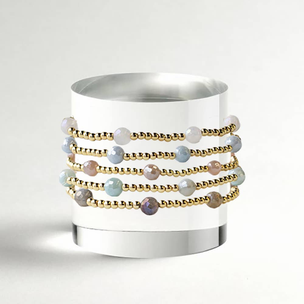 Gold Beaded Bracelets-Dot, Sunstone