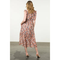 Alexis-Smocked Neck Ruffle Sleeve Maxi Dress