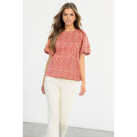 Sadie - Cheetah Print Short Puff Sleeve Top