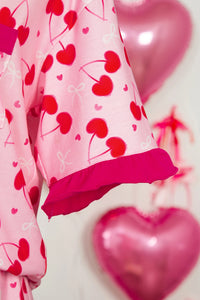 Christy - Cherry & Bow Print Scalloped Edge Short Pajama Set