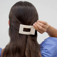 Almond Beige | Small | Flat Rectangle Hair Clip