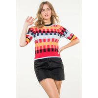 Michelle - Short Sleeve Textured Knit Top