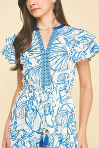 Hailey - CONTRAST SEASHELL PRINTED MIDI DRESS