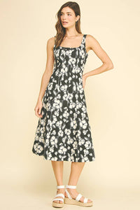 SUZETTE - FLORAL PRINT FLARED MIDI DRESS