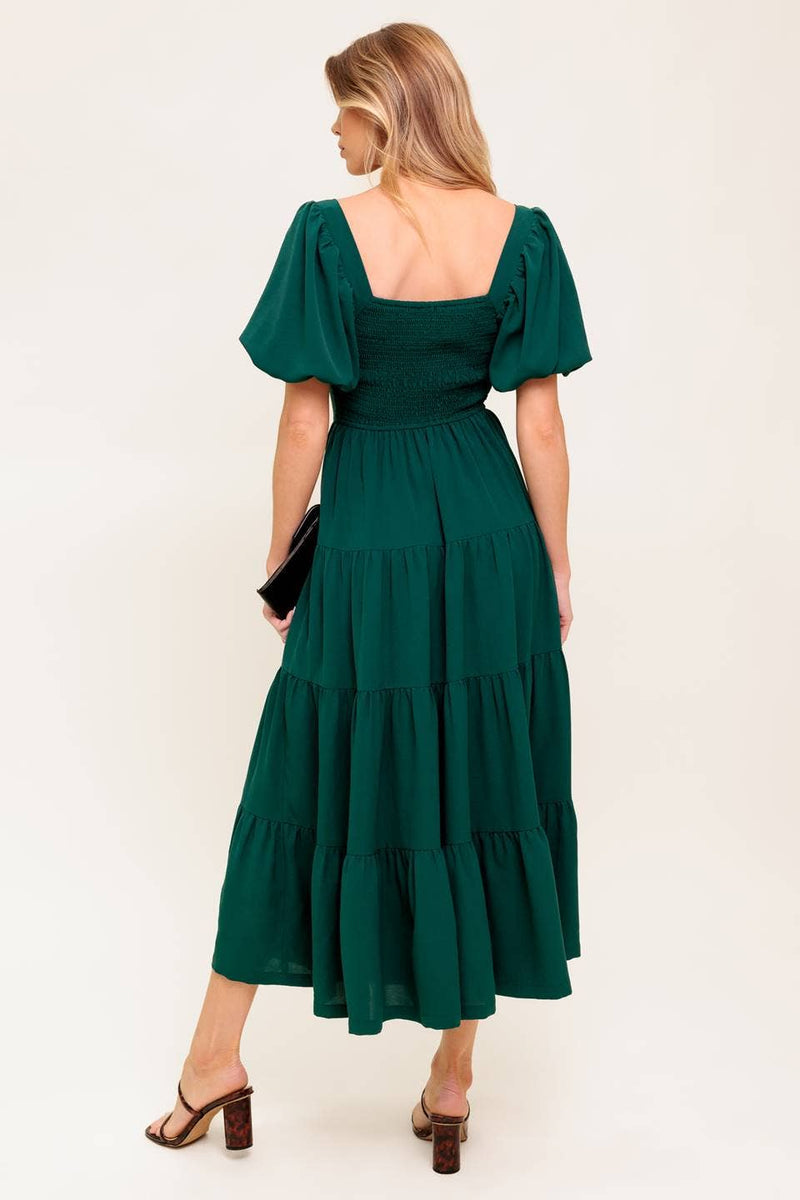 Leva- A Solid Woven Midi Dress