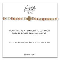 Faith Over Fear Cross Bracelet, 4mm-White Jasper | Christian