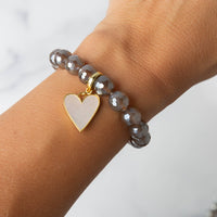 Heart Charm, Mother of Pearl, Charm Bar | Charm Necklace or Bracelet