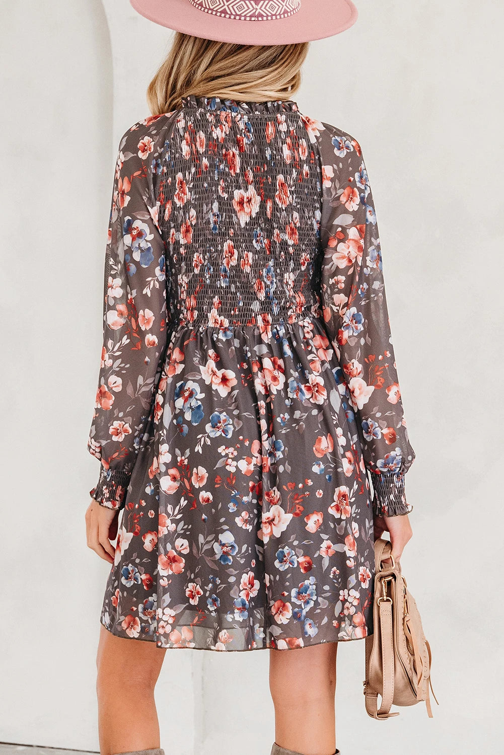 Danny - Brown Floral Mesh Mini Dress