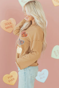 Madelyn- Floral Heart Stitched Exposed Seam Mineral Wash Sweatshirt