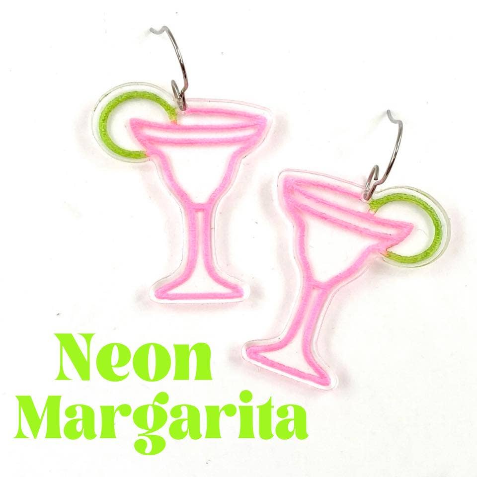 Neon Margarita Acrylic Dangles - Cinco de Mayo Earrings