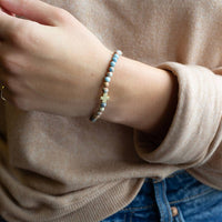 Faith Over Fear Cross Bracelet, 4mm-Blue Jasper | Christian