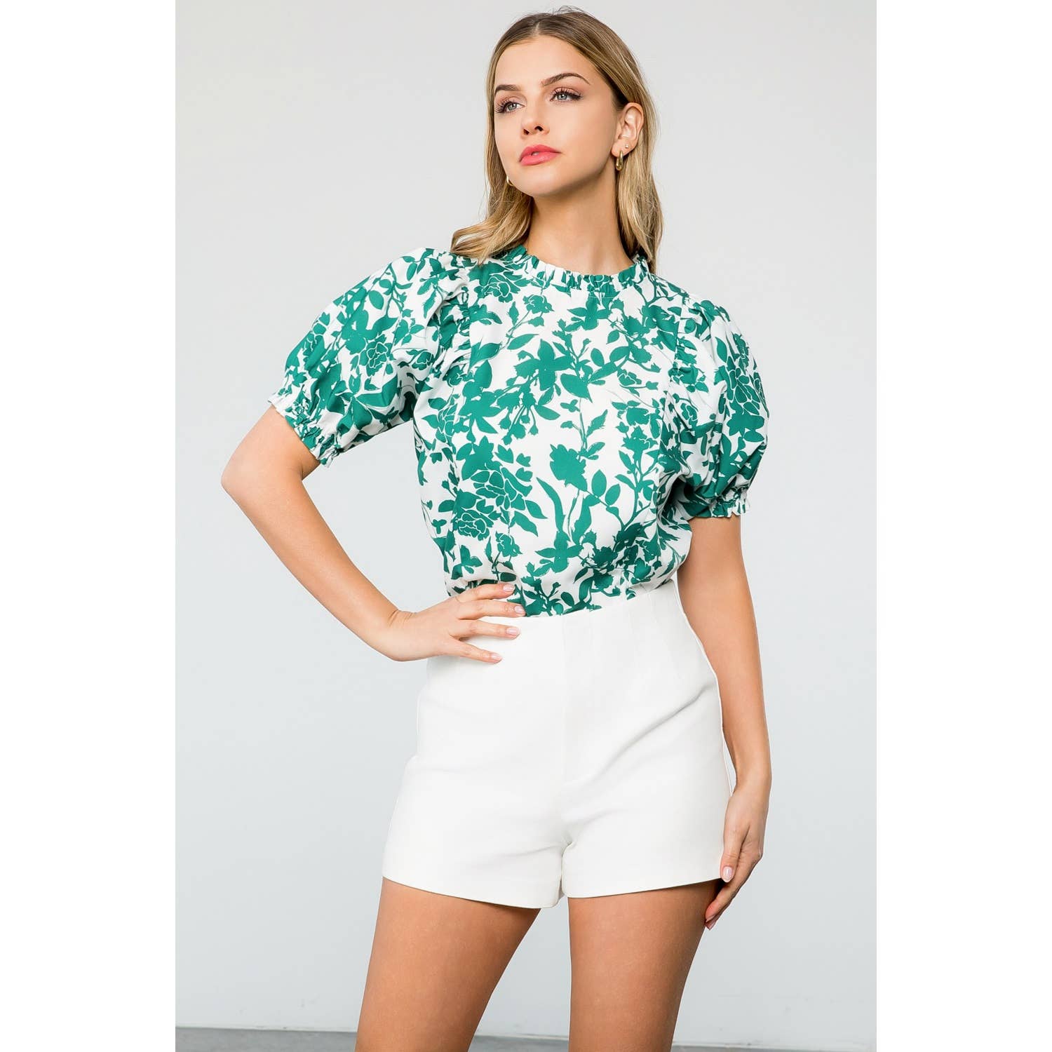 Adelle - Flower Puff Sleeve Top