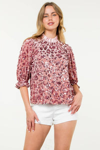 Velvet Sequin Detail Top