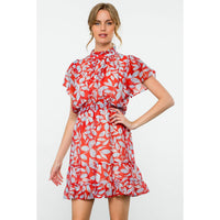 Rowena-Flutter Sleeve Print Dress